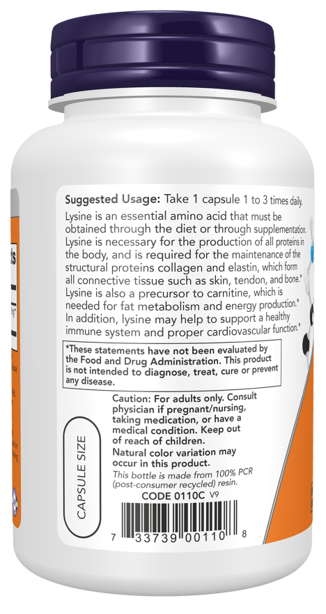 NOW L-Lysine 500 mg Veg Capsules