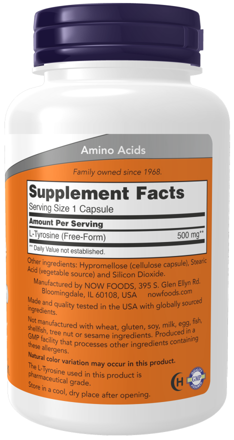 NOW L-Tyrosine 500 mg (120 Capsules)