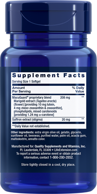 Life Extension MacuGuard® Ocular Support with Saffron