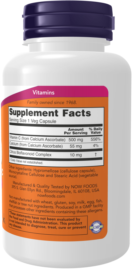 NOW Vitamin C-500 Calcium Ascorbate-C (100 Veg Caps)