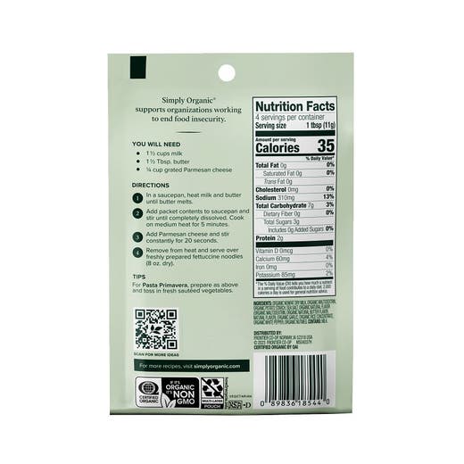Simply Organic Alfredo Dry Packet