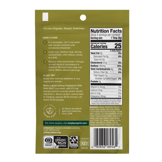 Simply Organic Vegetarian Brown Gravy Mix 1.00 oz.