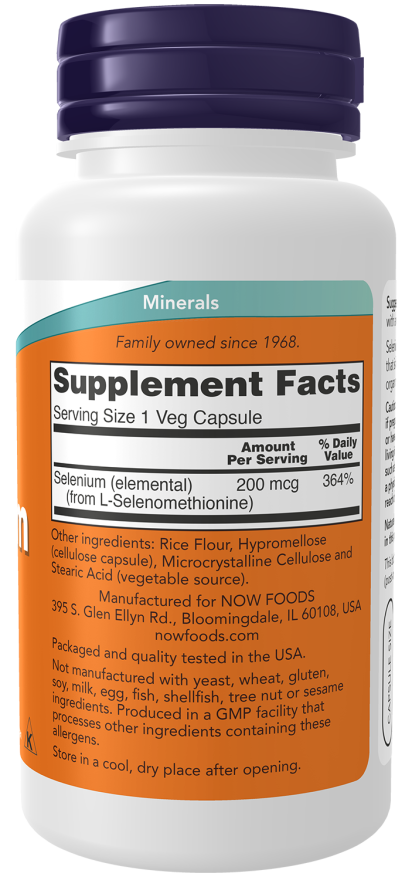 NOW Selenium 200 mcg (90 Veg Caps)