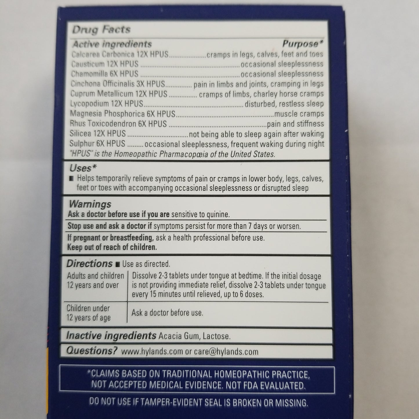 Hylands Leg Cramps PM (50 Tabs)