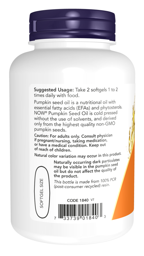 NOW Pumpkin Seed Oil 1000 mg (100 Softgels)