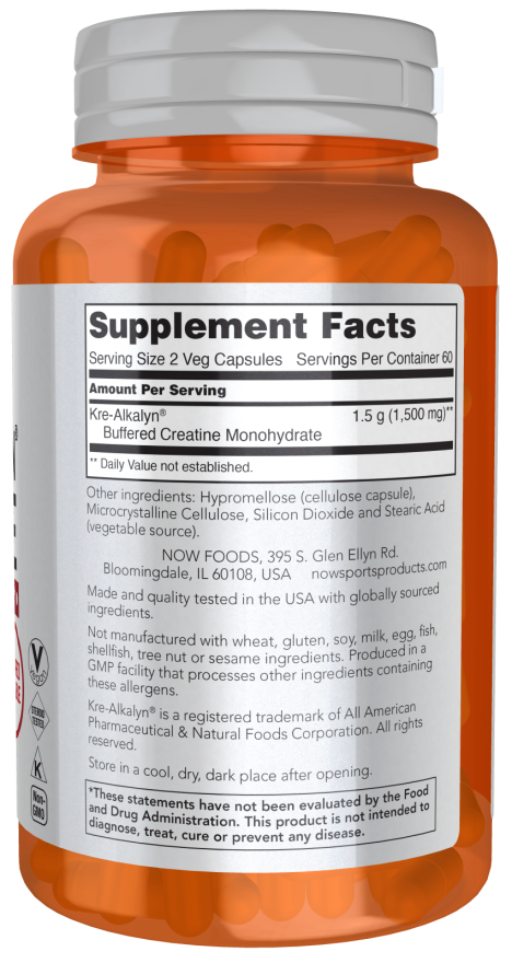 NOW Kre-Alkalyn® Creatine (120 Veg Caps)