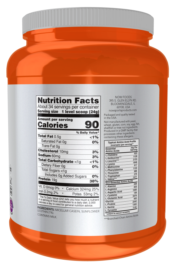 NOW Micellar Casein, Unflavored Powder (1.8 lb)
