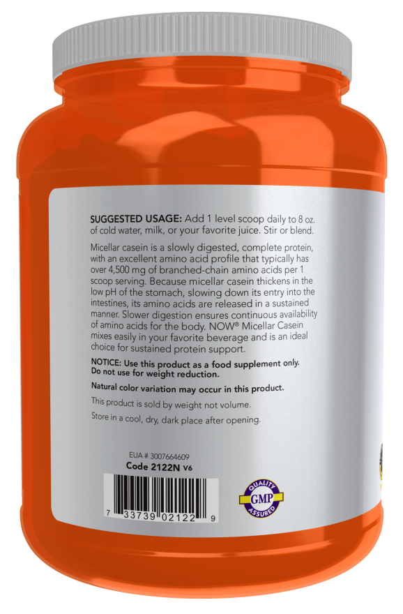 NOW Micellar Casein, Unflavored Powder (1.8 lb)