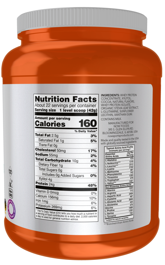 NOW Whey Protein, Creamy Chocolate Powder (2 lb)