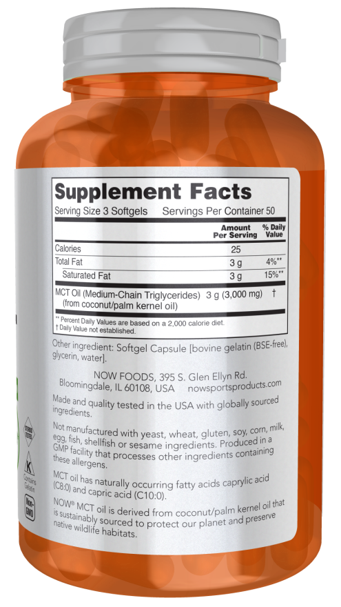NOW MCT Oil 1000 mg (150 Softgels)