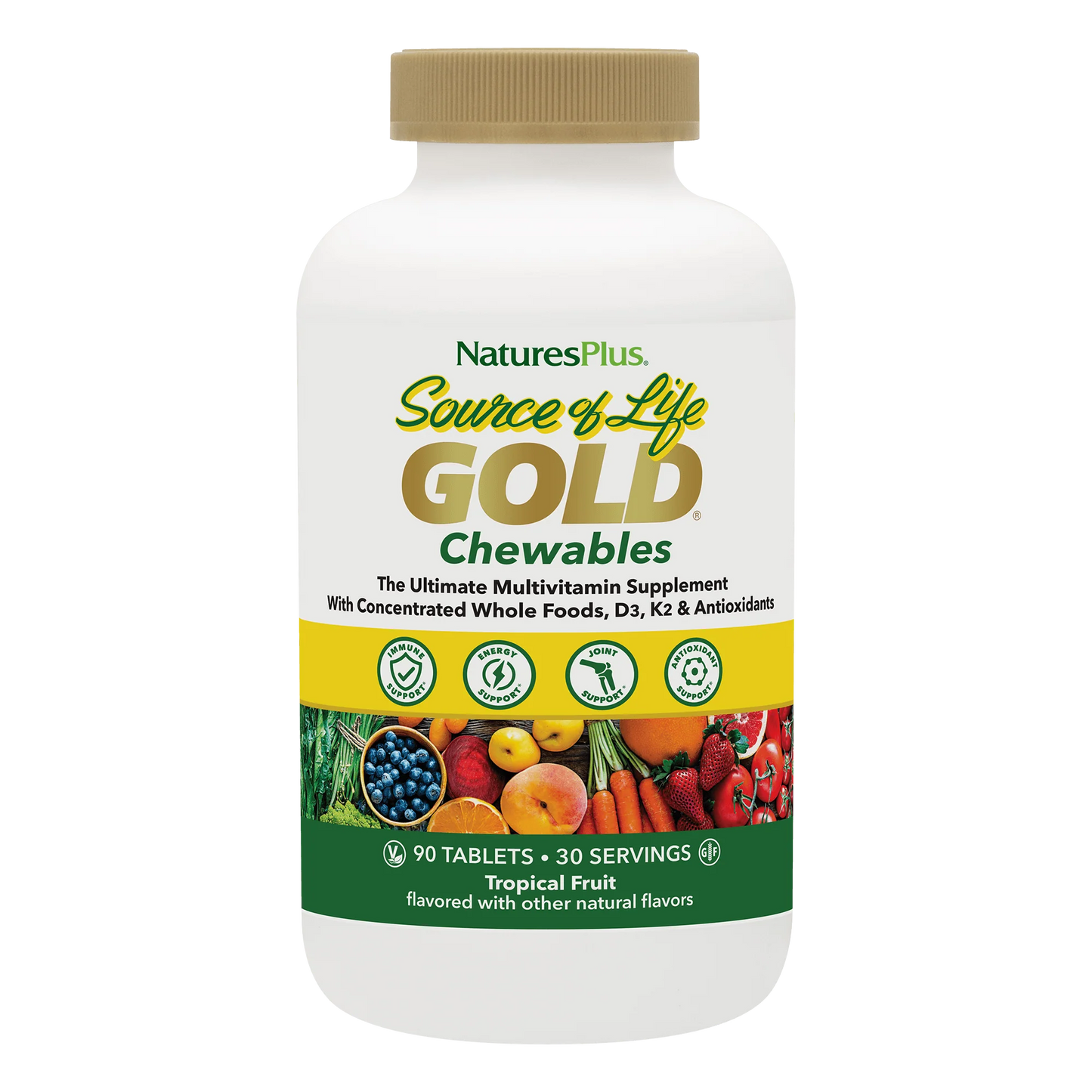Nature's Plus Source of Life® GOLD Multivitamin Tropical Fruit Chewables (90 Chews)