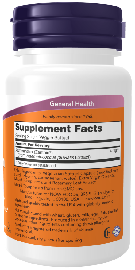 NOW Astaxanthin 4 mg (60 Veggie Softgels)