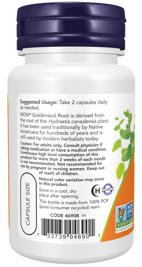 NOW Goldenseal Root 500 mg (50 Veg Caps)