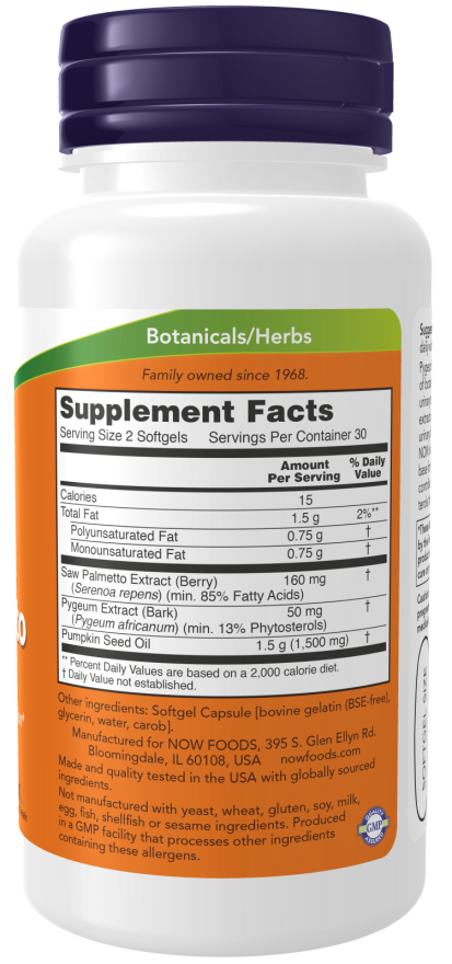 NOW Pygeum & Saw Palmetto (120 Softgels)