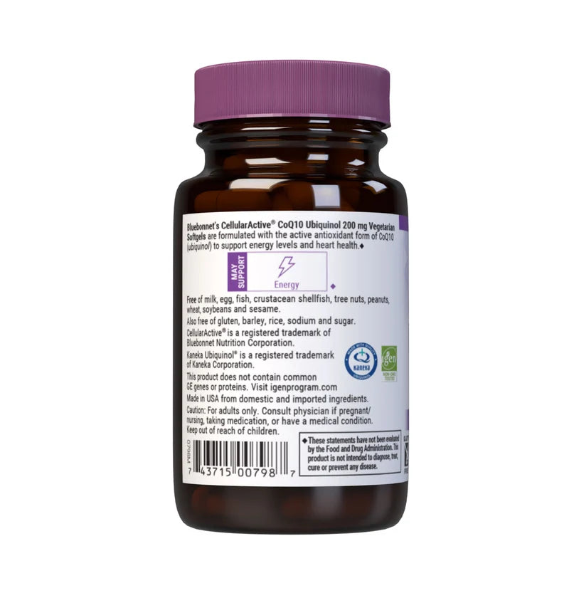 Bluebonnet CELLULAR ACTIVE COQ10 UBIQUINOL 200 mg (30 Veg Softgels)