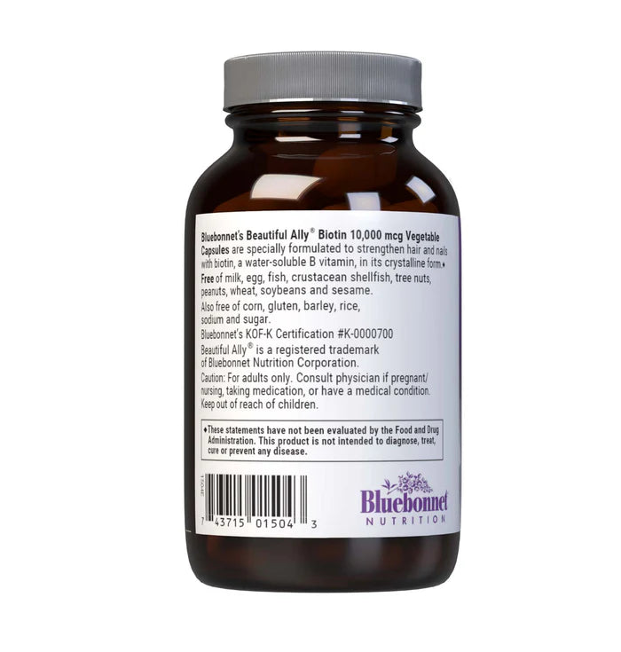 Bluebonnet Beautiful Ally Biotin 10,000mcg (90 Veg Caps)