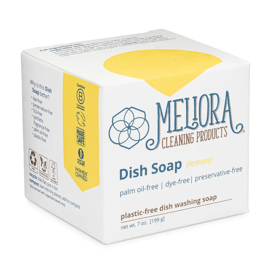 Meliora Dish Soap Bar (Lemon) - Plastic-Free Boxed