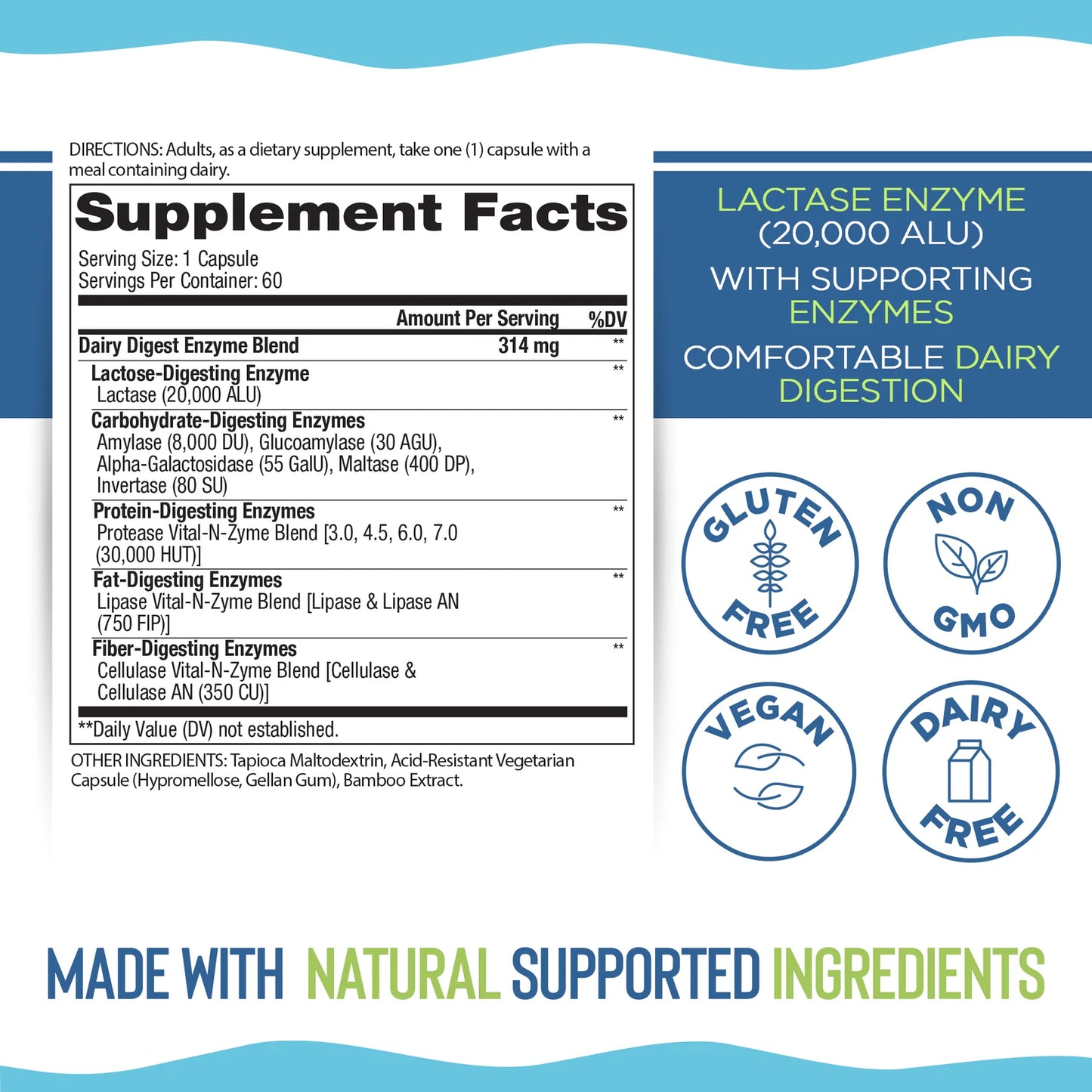 Vital Planet Dairy Digest - Targeted Enzyme Supplement