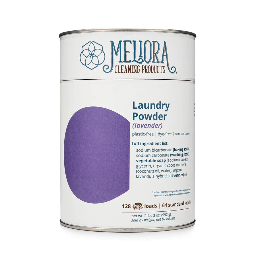 Meliora Laundry Powder Detergent (Lavender) - 128 HE (64 Standard) Loads - Plastic-Free