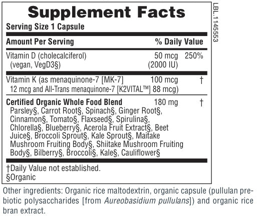 Nature's Plus Source of Life Garden Vitamins D3 & K2 (60 Caps)