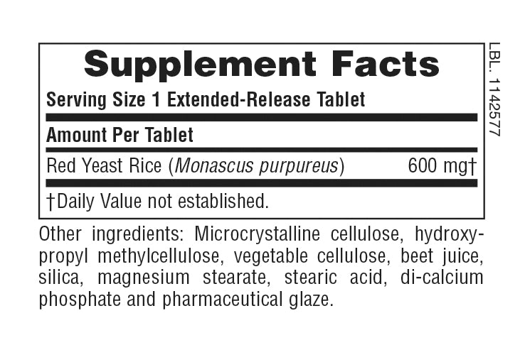 Nature's Plus Herbal Actives Red Yeast Rice Extended Release Tablets