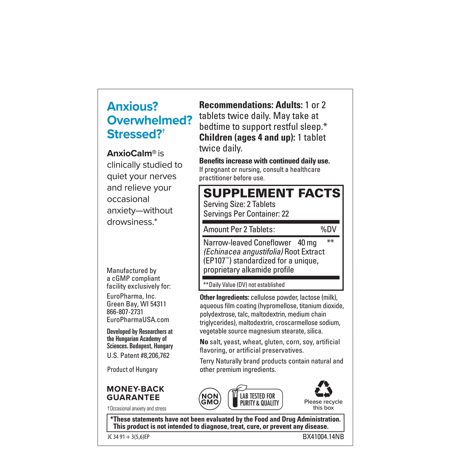 Terry Naturally AnxioCalm® (45 Tablets)