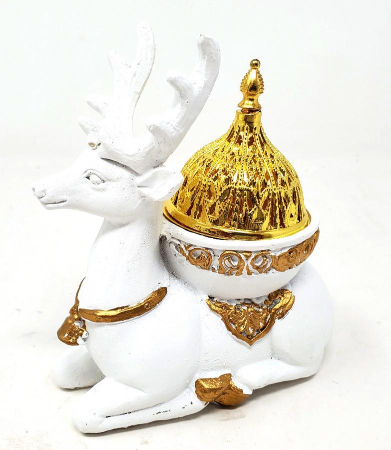 Silver Deer Incense Burner & Candle Holder 5in x 4in