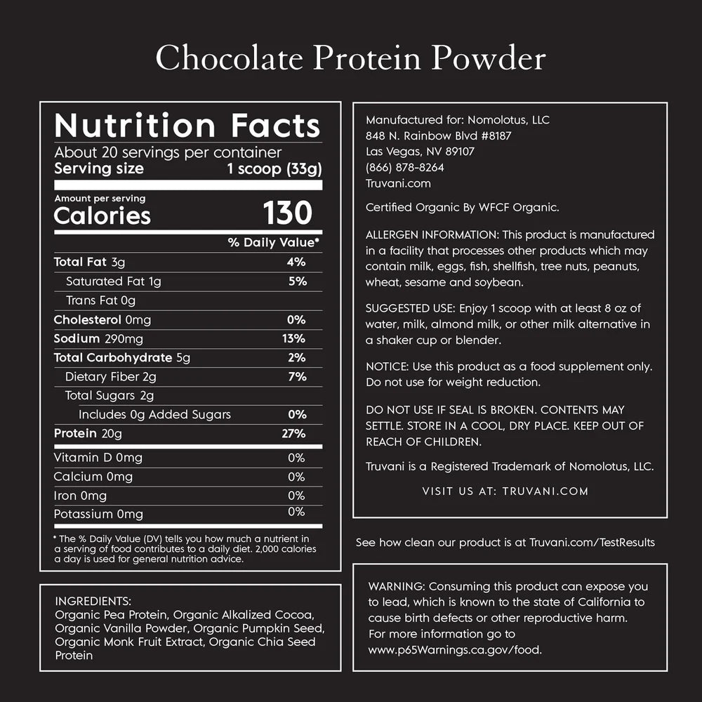 Truvani Plant Based Protein Powder (Chocolate) Single Serve