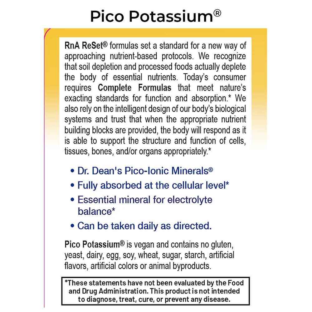 RnA ReSet Pico Potassium® | Stabilized Picometer Mineral 8 fl oz