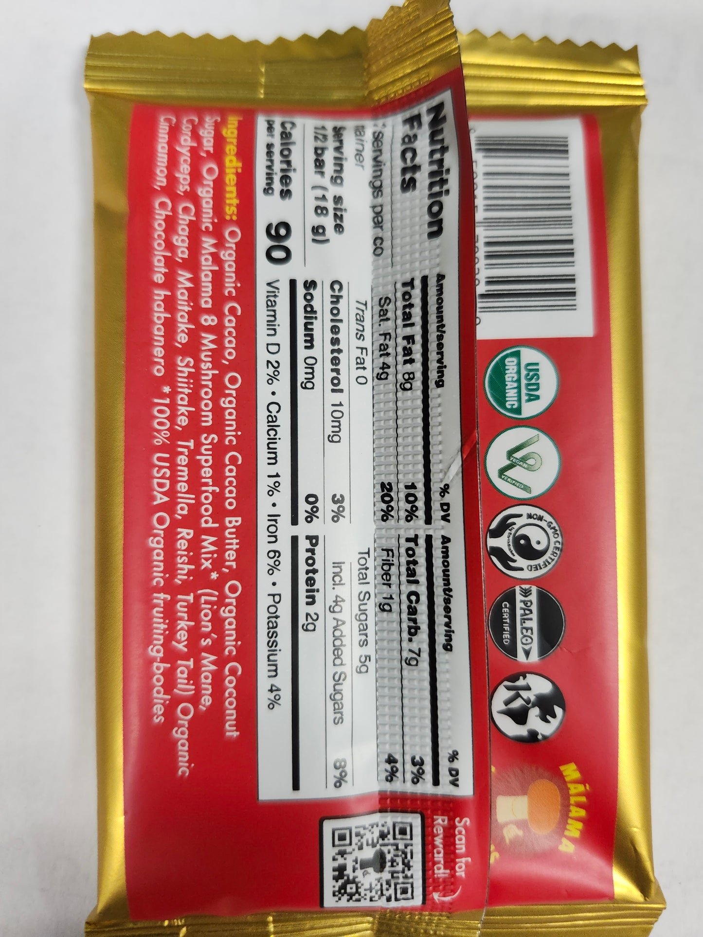 Malama Mushroom Spicy Hawaiian Choc Bar 35g