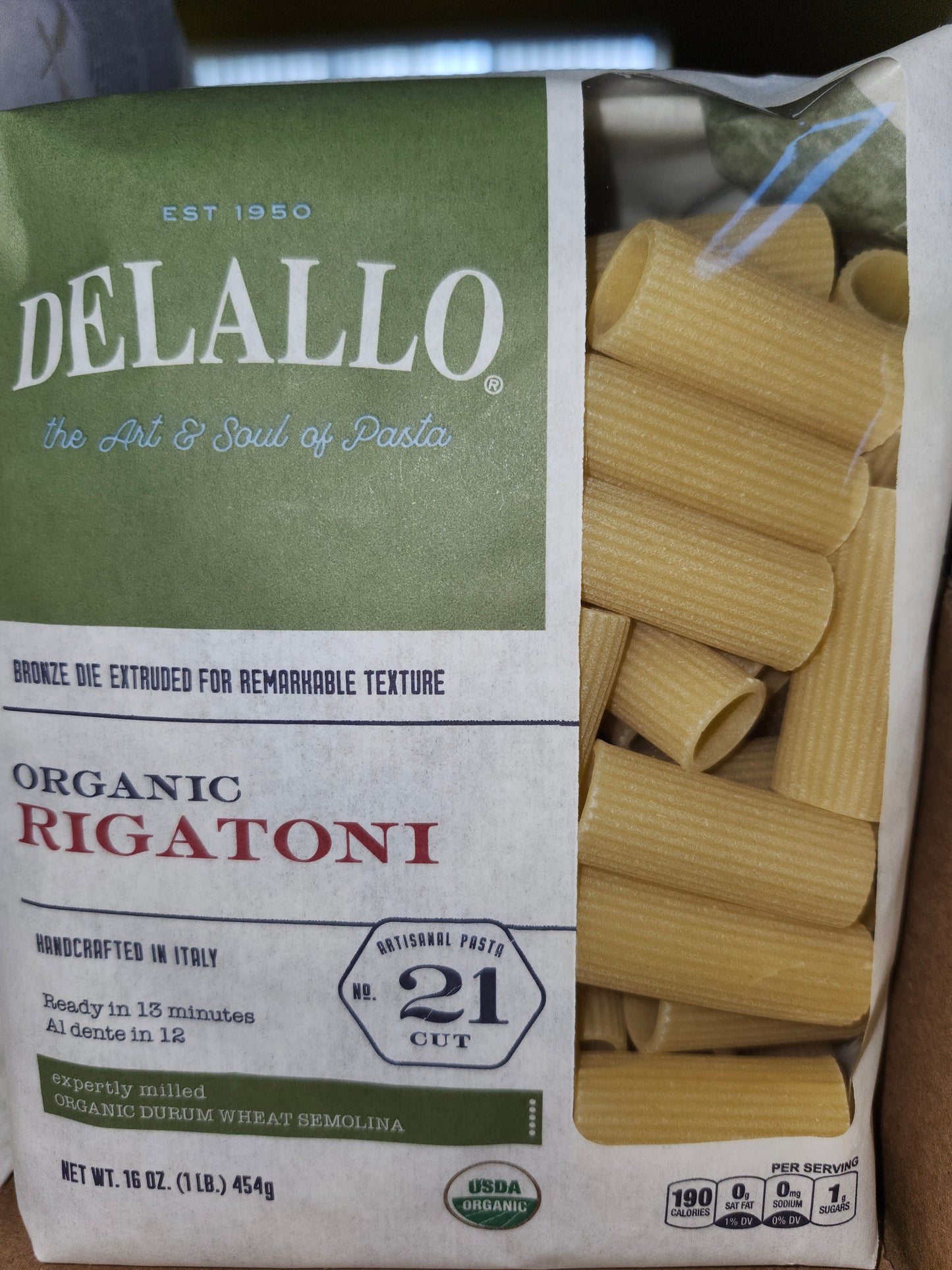 Delallo Organic Rigatoni Pasta 16oz