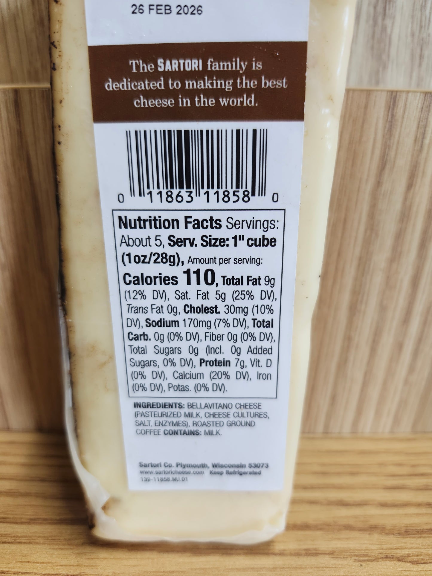Sartori Espresso Bellavitano Cheese 5.3oz