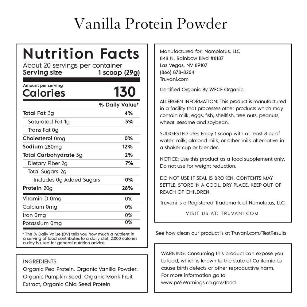 Truvani Plant Based Protein Powder (Vanilla) 10 Serving