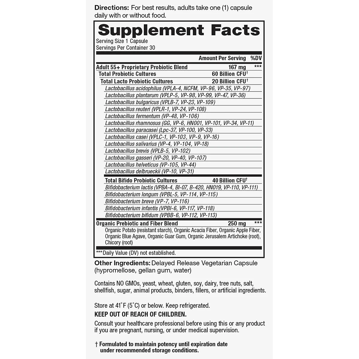 Vital Flora Adult 55+ Daily Probiotic (Shelf Stable)