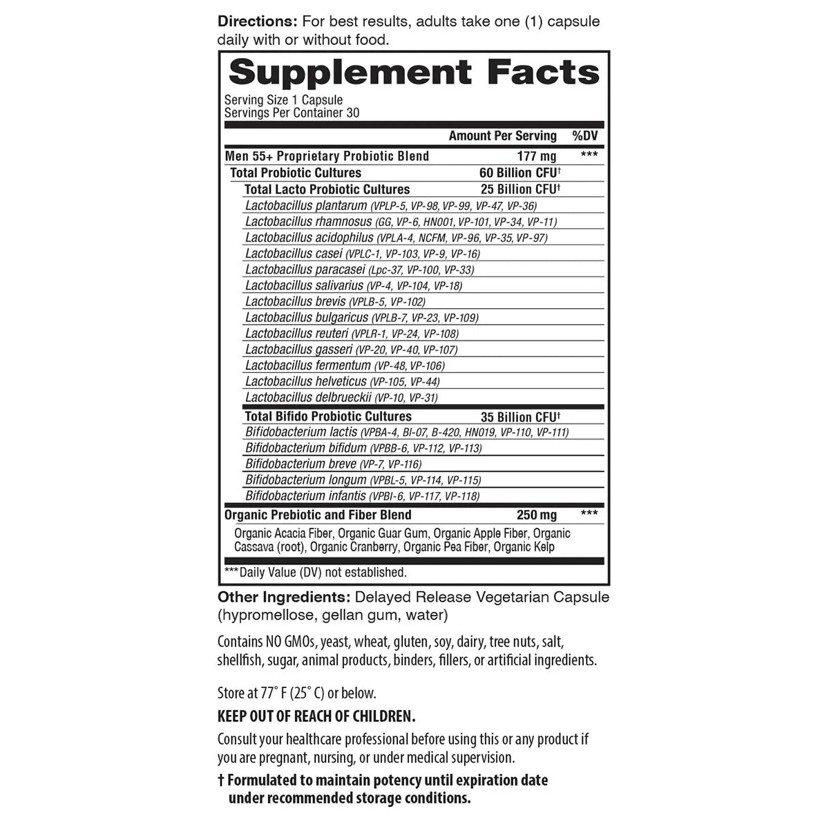 Vital Flora Men’s 55+ Daily Probiotic (Shelf Stable)