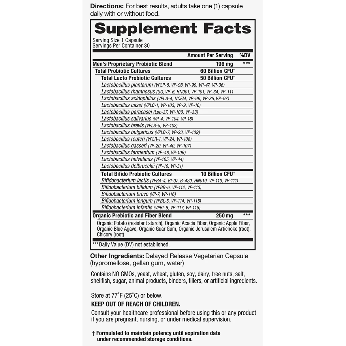 Vital Flora Men’s Daily Probiotic (Shelf Stable)