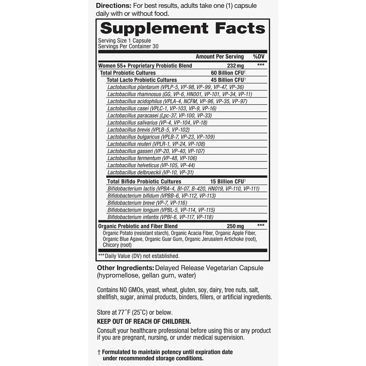 Vital Flora Women 55+ Daily Probiotic (Shelf Stable)
