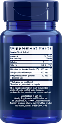 Life Extension 100MG Super Ubiquinol CoQ10 with PQQ