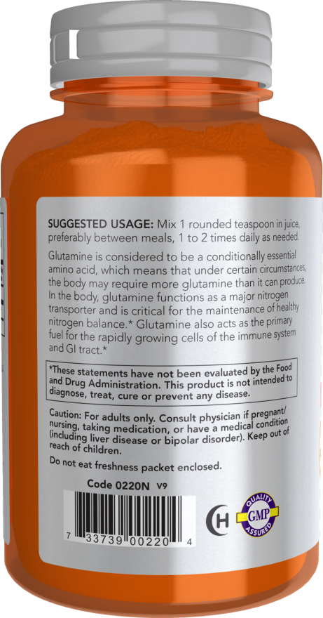 NOW L-Glutamine Powder (1 lb ~91 Servings)