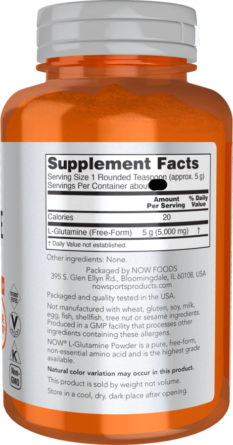 NOW L-Glutamine Powder (1 lb ~91 Servings)