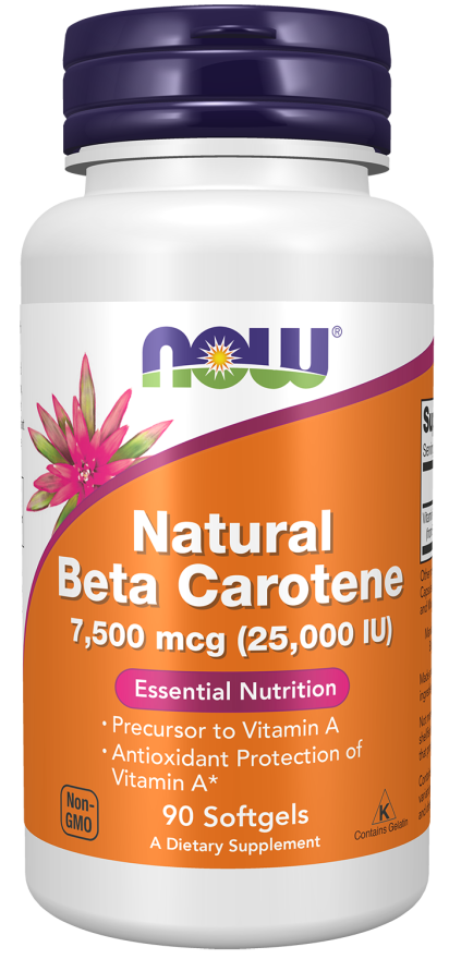 NOW Beta Carotene, Natural 7,500 mcg (90 Softgels)