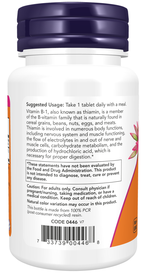 NOW Vitamin B-1 100 mg (100 Tablets)