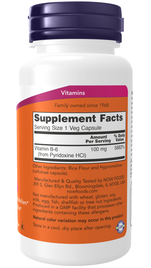 NOW Vitamin B-6 100 mg (100 Veg Caps)