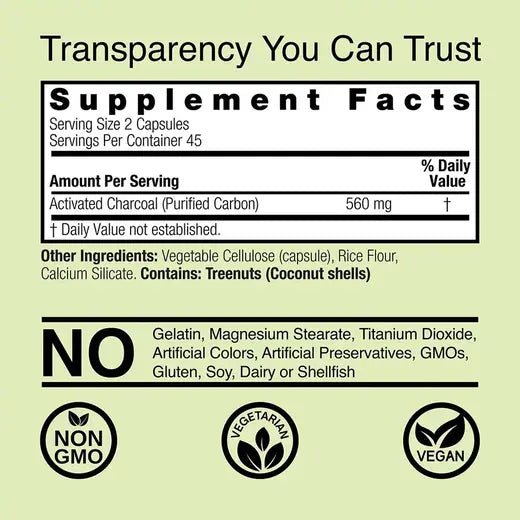 Nature's Answer Activated Charcoal 90 vegetarian capsules