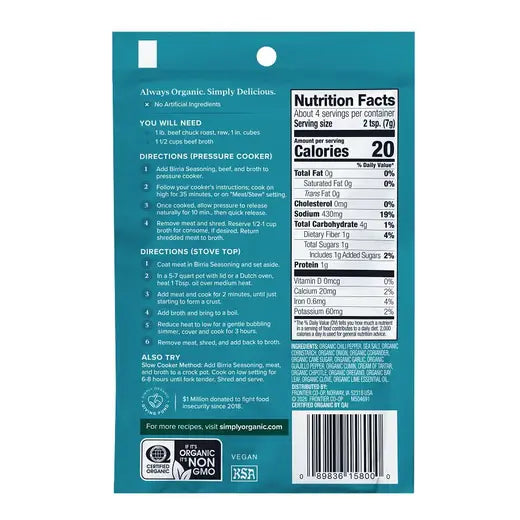 Simply Organic Birria Seasoning Mix 0.95 oz.