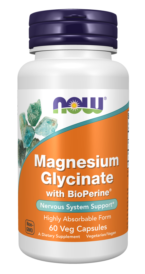 NOW Magnesium Glycinate with BioPerine® (60 Veg Caps)