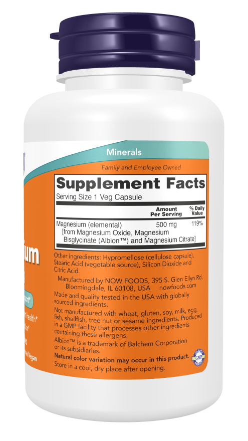Now Magnesium 500 mg (120 Veg Caps)