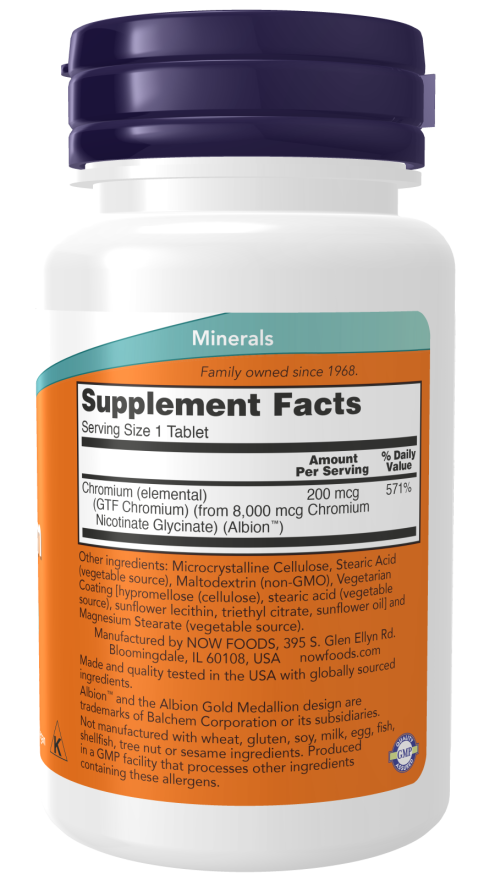 NOW GTF Chromium 200 mcg (100 Tablets)