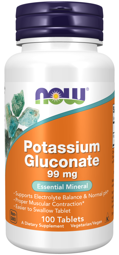 NOW Potassium Gluconate 99 mg Tablets (100 Tablets)