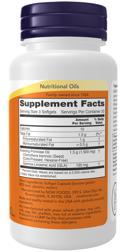 NOW Evening Primrose Oil 500 mg (100 Softgels)